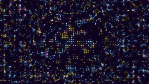 Abstract Digital Grid Dots Pulsating Lights Background Loop