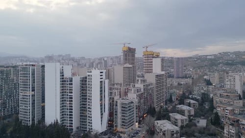 Urban Cityscape with Skyscrapers on an Overcast Day