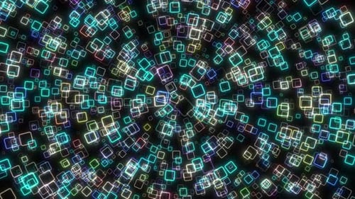 Abstract Neon Glowing Squares Geometric Background Animation