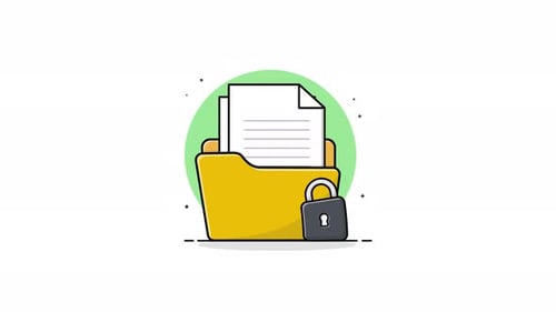 4k Folder with Document and Lock. Confidential Document Concept Animation Video
