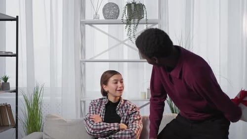 Holiday Present Happy Couple Diverse People