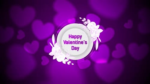 Romantic Valentine's Day Title with Decorative Roses and Glowing Hearts