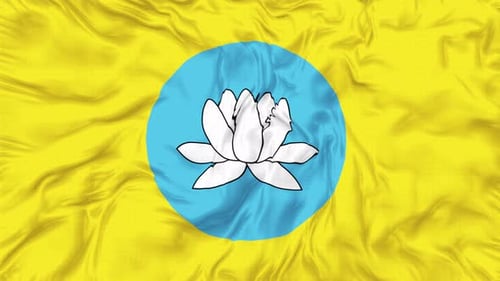 Animated Waving Yellow Texture with Blue Circle Lotus Symbol