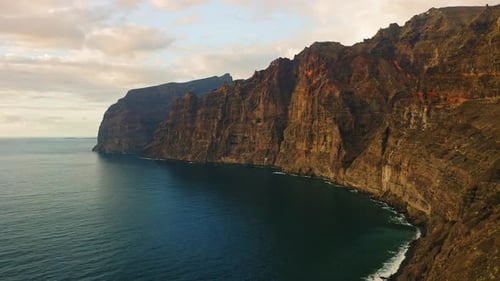 Beautiful Ocean Scenery of Shoreline Rocky Volcanic Beach on Tenerife