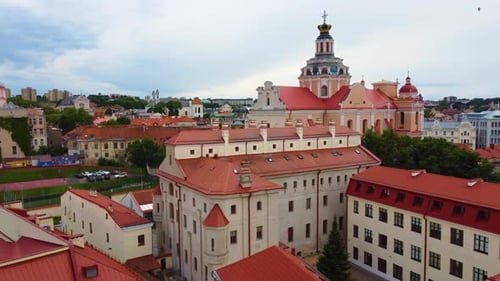 buildings and Church of St. Casimir in old town of Vlinius, Lithuania