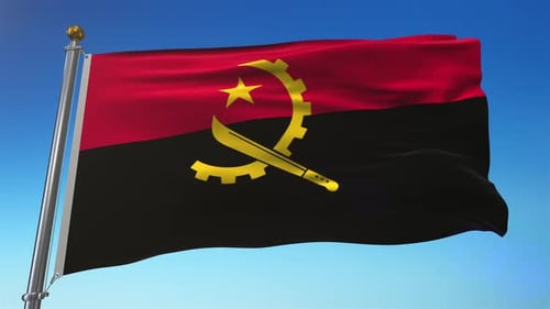 Realistic 3D Angola Flag Waving Animation