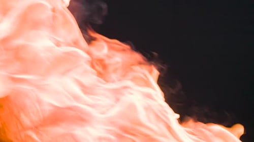 Close Up of Fiery Orange Flames Burning