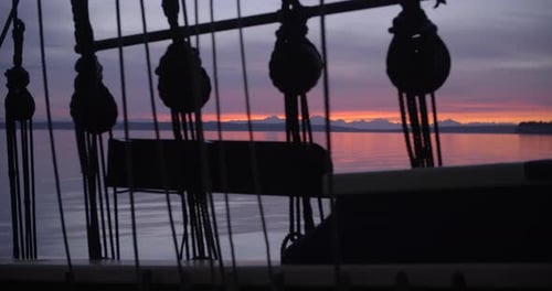 Tall Ship - Medium Rack Focus at Sunrise