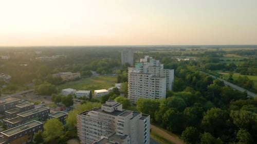 Multi-storey Residential Buildings In The City Of Bremen In Germany - aerial drone shot