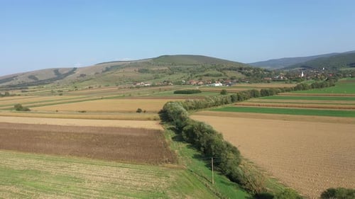 Vue aérienne des champs agricoles, industrie agronomique. Vue aérienne par drone
