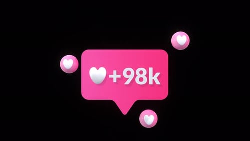 Animated 3D Social Media Like Counter with Hearts