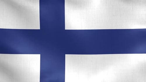 Waving Flag of Finland with Realistic Fabric Texture