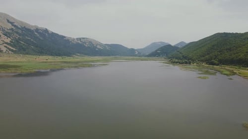 Aerial view of Matese Lake, Caserta, Italy.