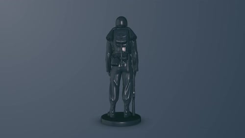 Rotating 3D Soldier Model with Rifle Animation
