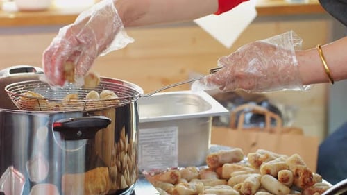 Chinese Popular Food Youtiao Closeup Long Golden Brown Deep Fried Strip of Wheat Flour doughLong
