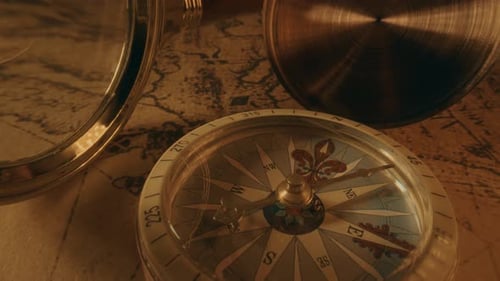 Vintage Compass and Map for Navigation and Travel