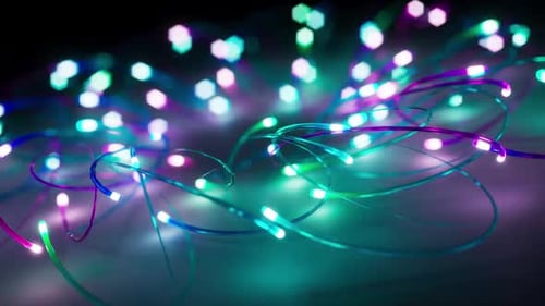 Abstract Neon String Lights Festive Background Loop