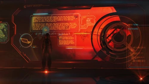 Futuristic HUD Display for Space Exploration Data Analysis