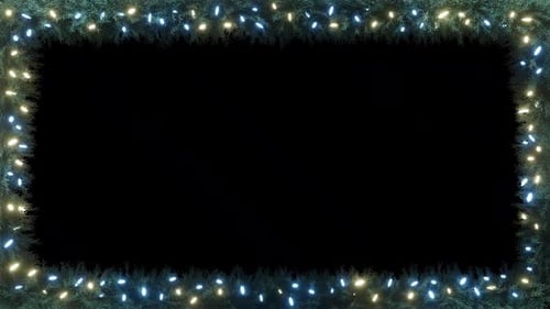 Twinkling Christmas Lights Decorative Border Frame