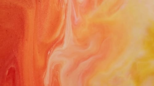 Abstract Swirling Paint Background in Orange Yellow and White