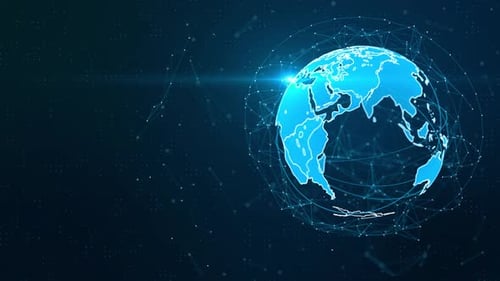 Données numériques, technologie holographique mondiale, connexion de données, cybersécurité