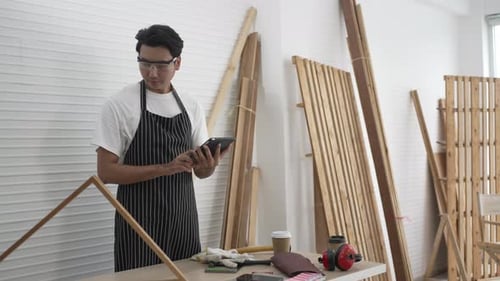 Carpenter work at workshop.