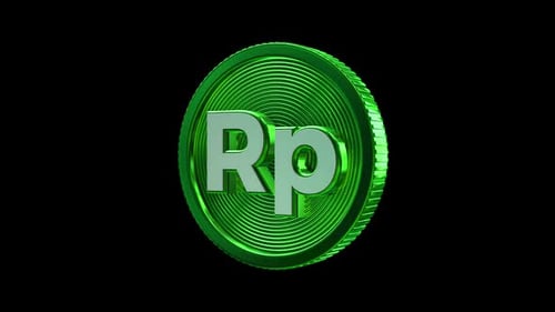 Alpha Coin Rupiah Rp Indonesia Uang Rotate Loop Money Bitcoin Crypto Shine Bank Economic Metal Green