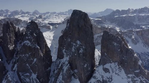 Aerial flight adove stunning Alps