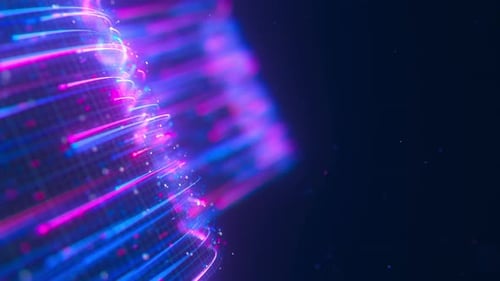 Closeup of Big Data Light Speed Warped Flow Abstract Digital Data Stream of Quantum Computing