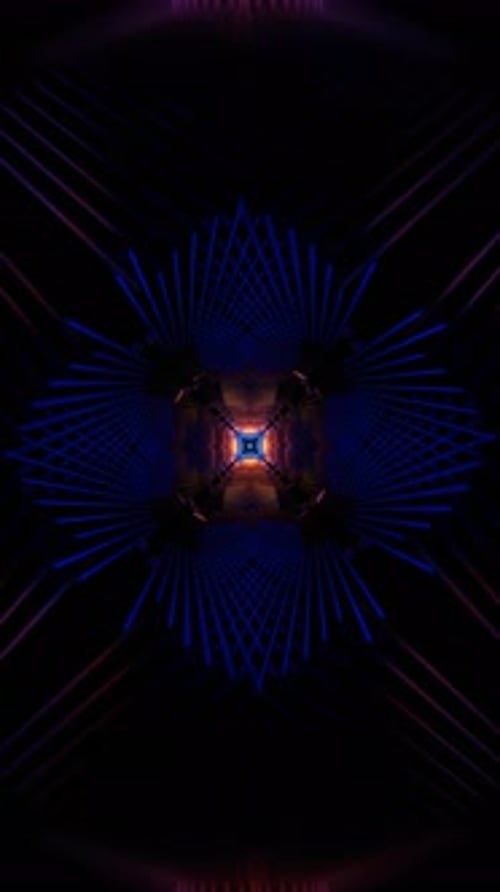 Vertical Video of Vibrant Rotating Patterns with Pulsating Neon Glows