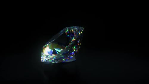 Brilliant Diamond Spinning with Colorful Light Refractions