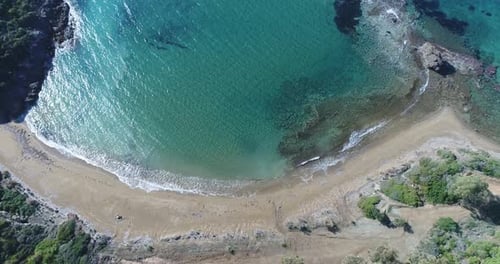 Empty Beach and blue sea drone view