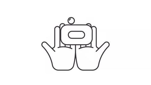 Outline Animation of Hands Washing with Soap Icon