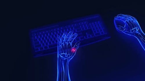 Futuristic X-Ray Hands on Keyboard and Mouse with Pain Points