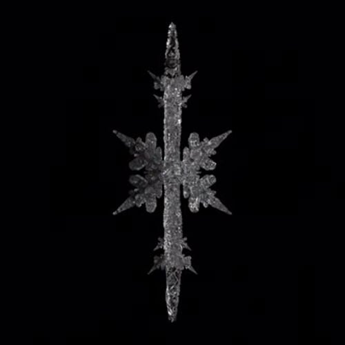 Seamlessly Looping Crystal Snowflake Rotation on Black