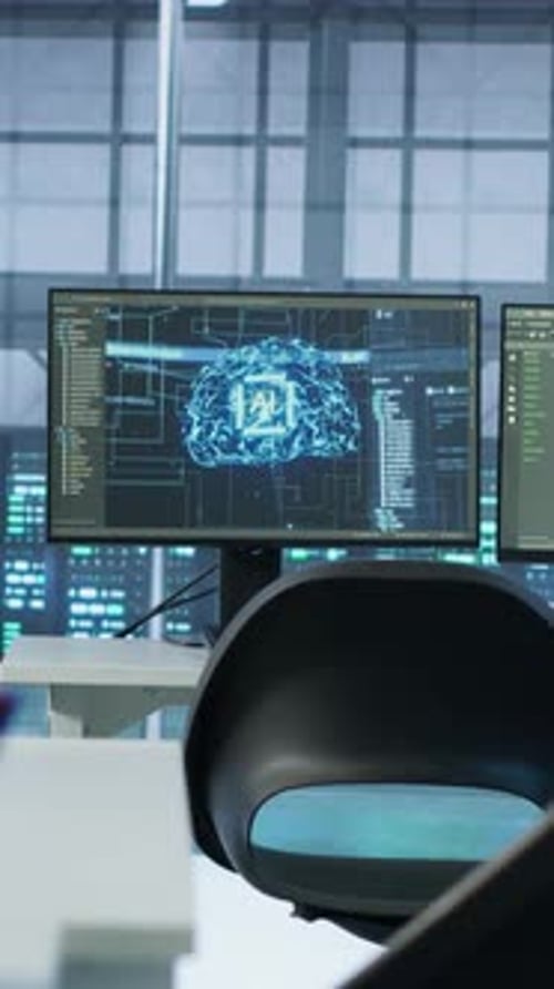 Close Up Shot of AI Scripts Displayed on PC Monitors