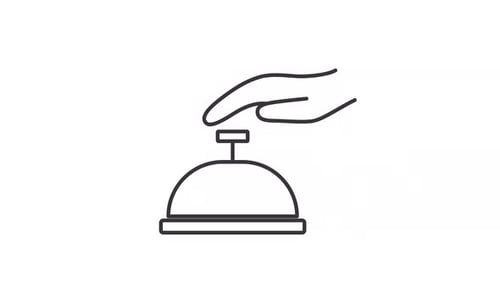 Minimalist Hand Pressing Service Bell Line Icon Animation