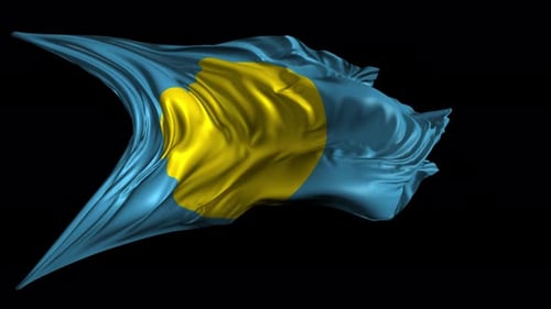 Realistic Waving Flag of Palau Animation
