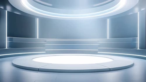 Futuristic Clean Studio with Circular Stage Background Animation