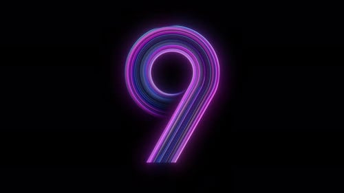 Dynamic Neon Line Art Number Nine Animation
