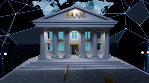 Cryptocurrency transactions. Moving coins from bank to bank. Operations in the banking system. Opera