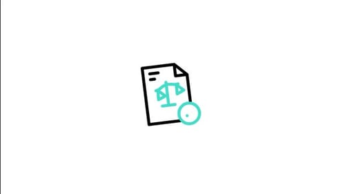 Flat Design Legal Document Icon with Approval Checkmark Animation