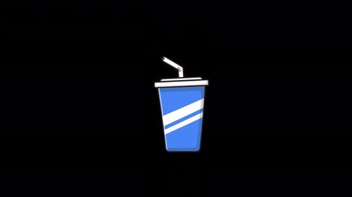 Cartoon Style Beverage Cup Animation with Straw