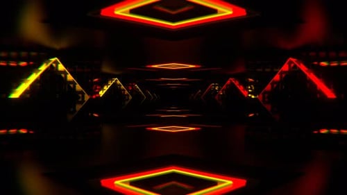 Red And Orange Neon Squares Amazing Endless Tunnel Background Vj Loop In 4K