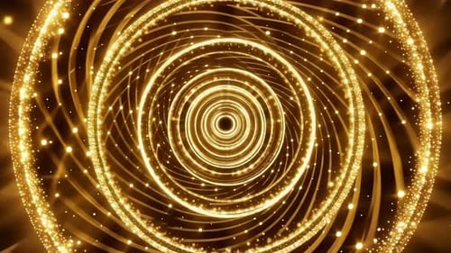 Abstrakte Tunnelschleife mit konzentrischen Ringen mit goldenem Glitter