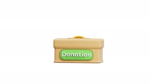 3D-Animationsspendenbox mit Münze