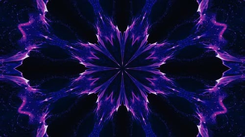 Abstract Violet and Blue Glowing Kaleidoscope Loop