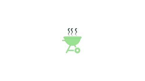 Flat Design Barbecue Grill Smoking Icon Animation