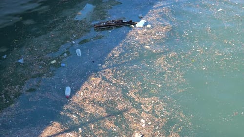 Pollution marine et déchets flottants à la surface de la mer