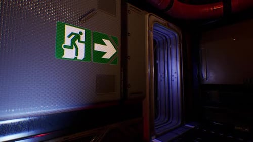 Futuristic Spaceship Interior Corridor 3D Camera Pan